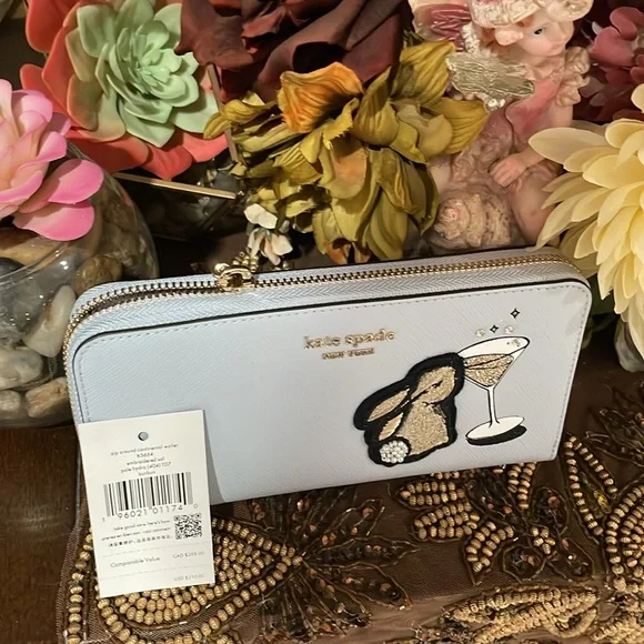 Colectebel🐇🍸 Kate Spade New York Bunbun Bunny Zip Around Continental Wal… - Picture 3 of 13